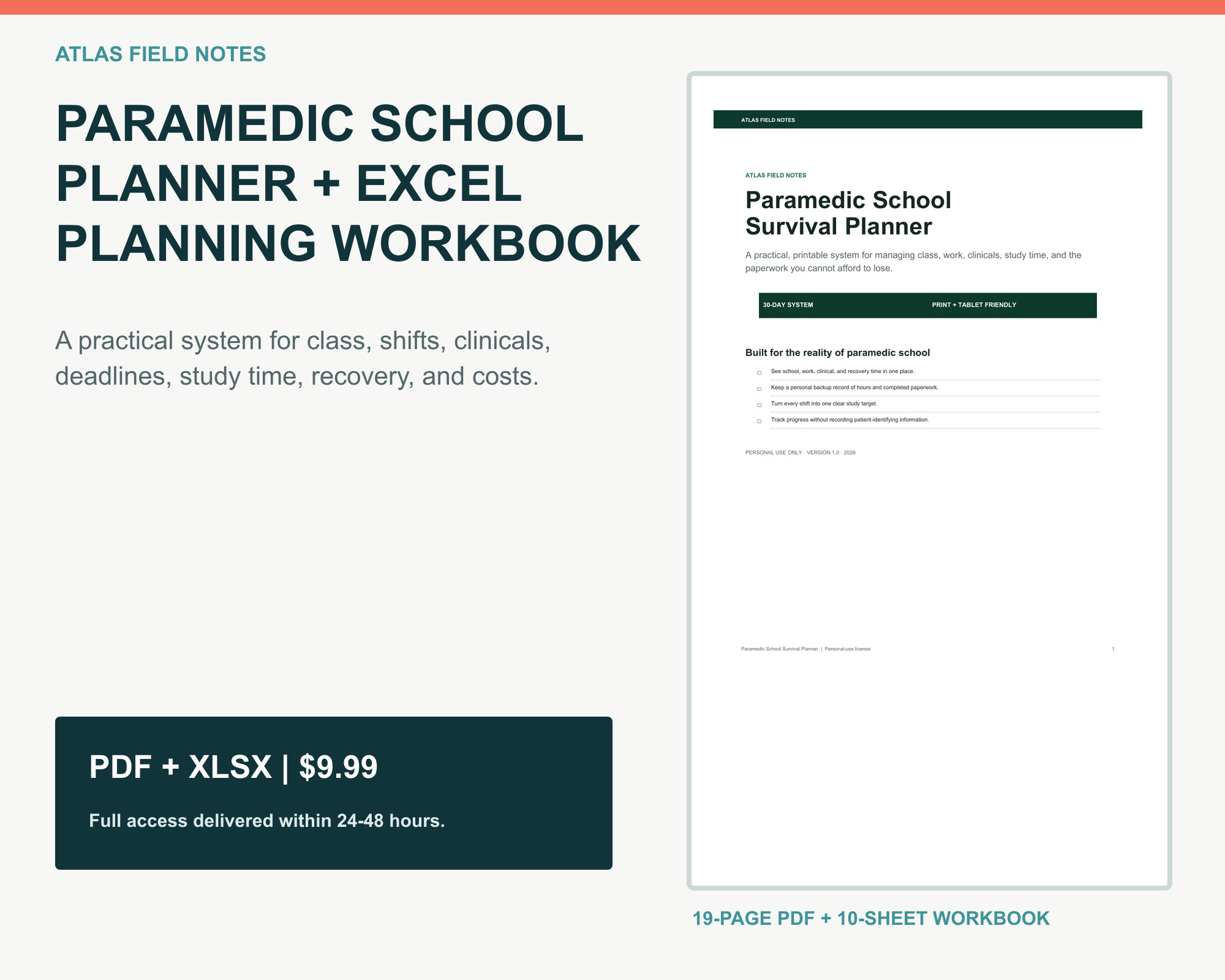 ATLAS Field Notes planner and Excel planning workbook bundle